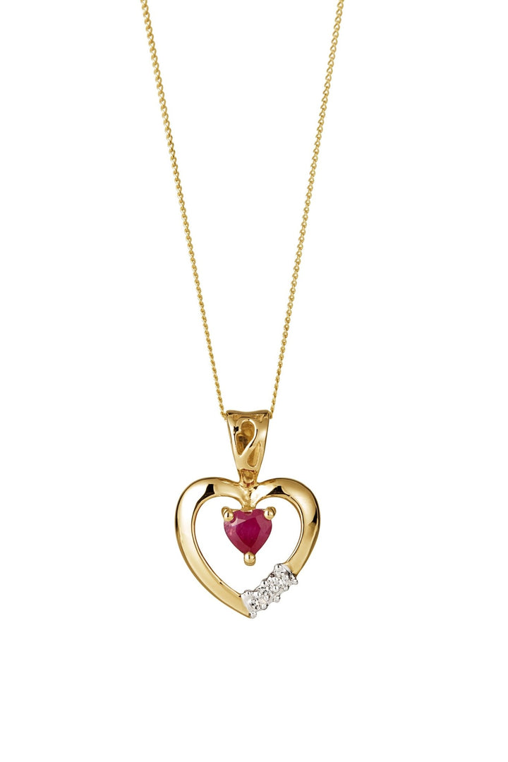 9ct Yellow Gold Ruby and Diamond Heart PendantThe Fine CollectiveBA0003470