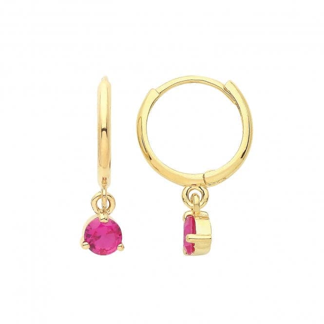 9ct Yellow Gold Ruby Red Zirconia Drop Hinged Earrings ES1675RAcotis Gold JewelleryES1675R