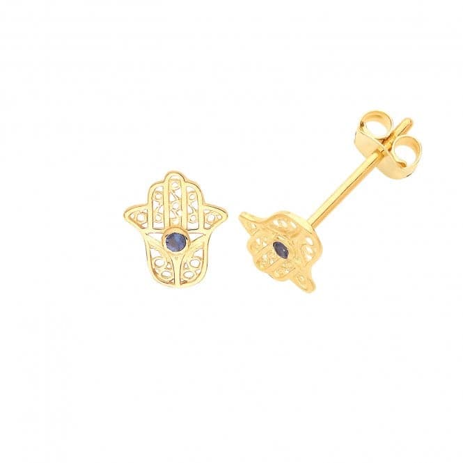 9ct Yellow Gold Sap Hamsa Studs ES678Acotis Gold JewelleryES678