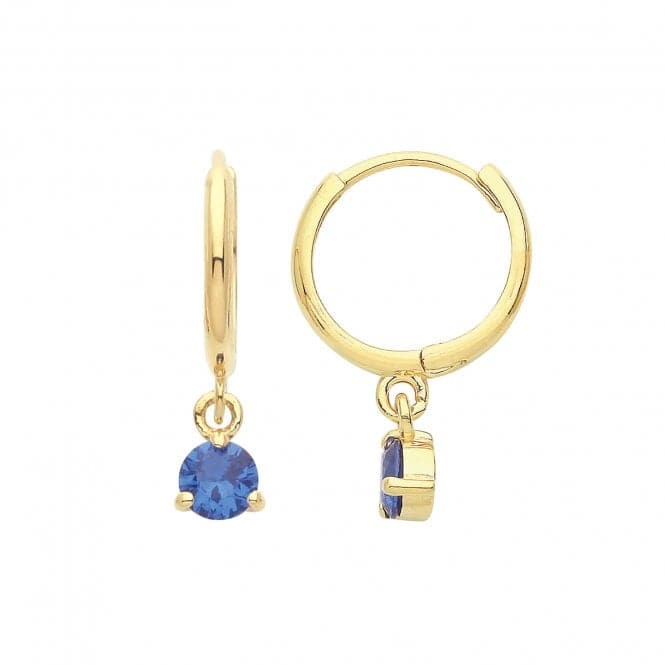 9ct Yellow Gold Sapphire Blue Zirconia Drop Hinged Earrings ES1675SAcotis Gold JewelleryES1675S