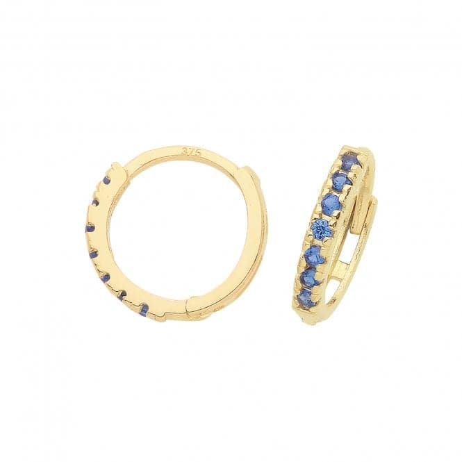 9ct Yellow Gold Sapphire Blue Zirconia Huggies 9Mm ER1180SAcotis Gold JewelleryER1180S