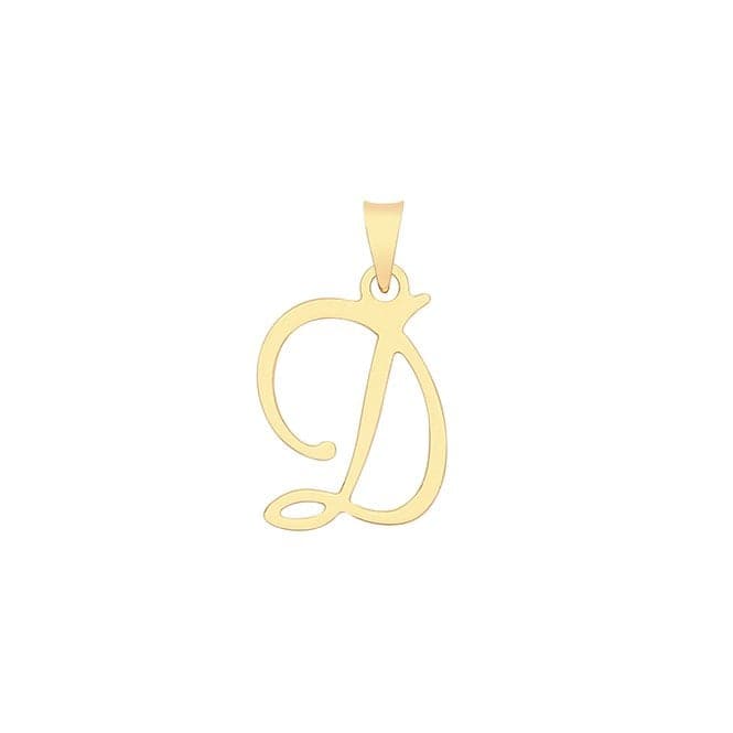 9ct Yellow Gold Script Initial Pendant PN1220/DAcotis Gold JewelleryPN1220/D