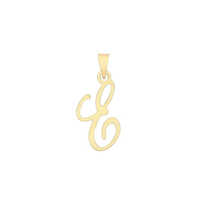 9ct Yellow Gold Script Initial Pendant PN1220/EAcotis Gold JewelleryPN1220/E
