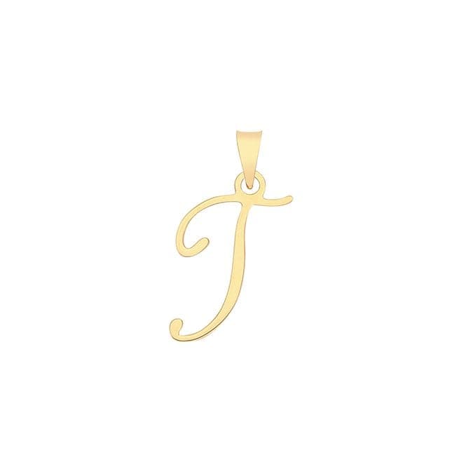 9ct Yellow Gold Script Initial Pendant PN1220/TAcotis Gold JewelleryPN1220/T