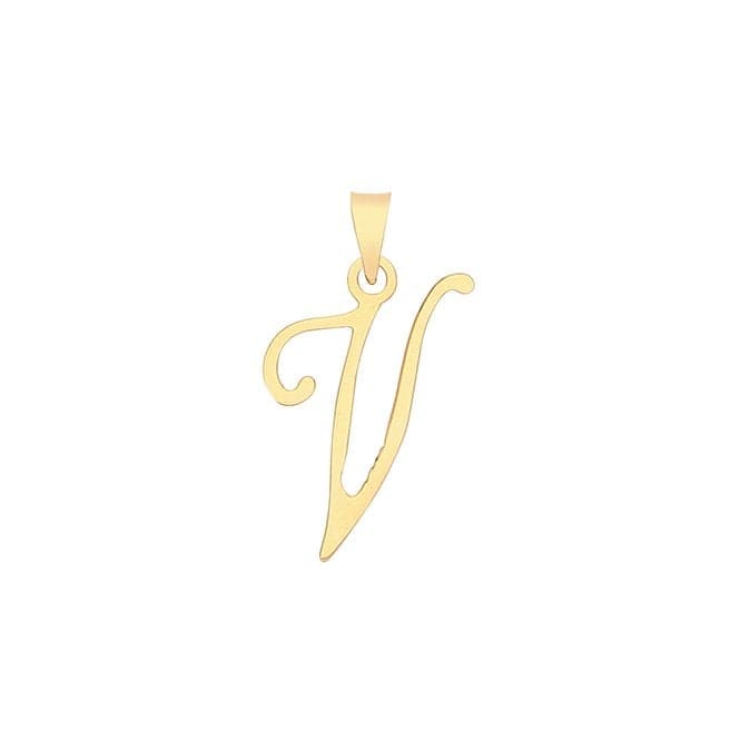 9ct Yellow Gold Script Initial Pendant PN1220/VAcotis Gold JewelleryPN1220/V