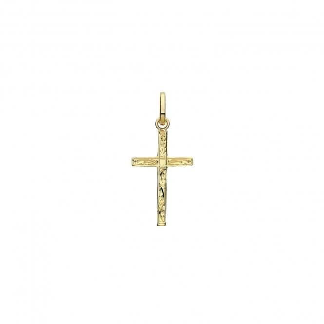 9ct Yellow Gold Semi Solid Cross H Engraved PN1210EAcotis Gold JewelleryPN1210E