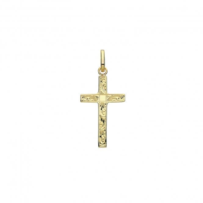 9ct Yellow Gold Semi Solid Cross H Engraved PN1211EAcotis Gold JewelleryPN1211E