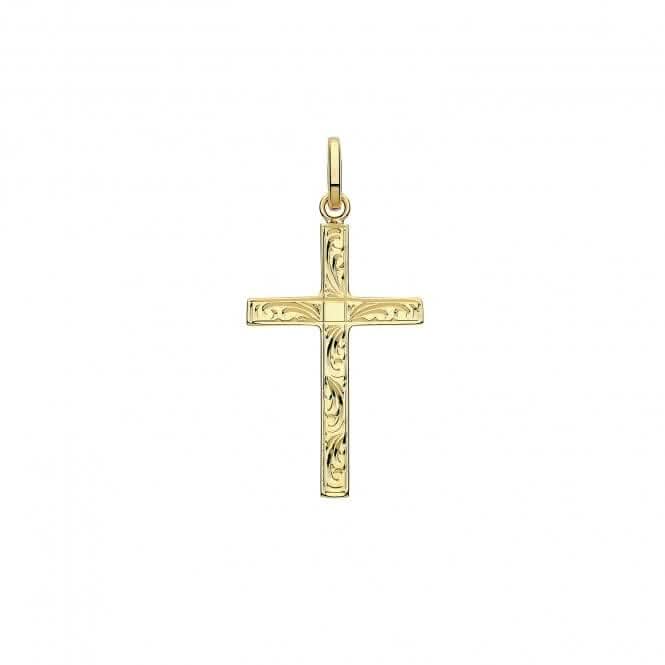 9ct Yellow Gold Semi Solid Cross H Engraved PN1212E