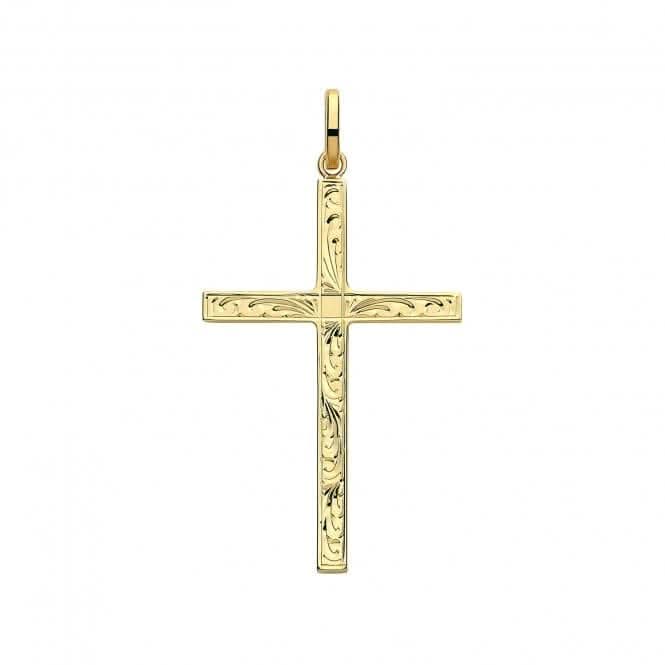 9ct Yellow Gold Semi Solid Cross H Engraved PN1213EAcotis Gold JewelleryPN1213E