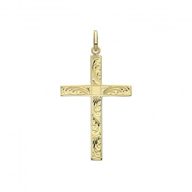 9ct Yellow Gold Semi Solid Cross H Engraved PN1214EAcotis Gold JewelleryPN1214E