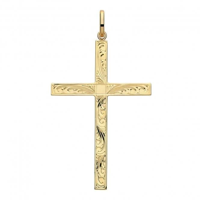 9ct Yellow Gold Semi Solid Cross H Engraved PN1215EAcotis Gold JewelleryPN1215E
