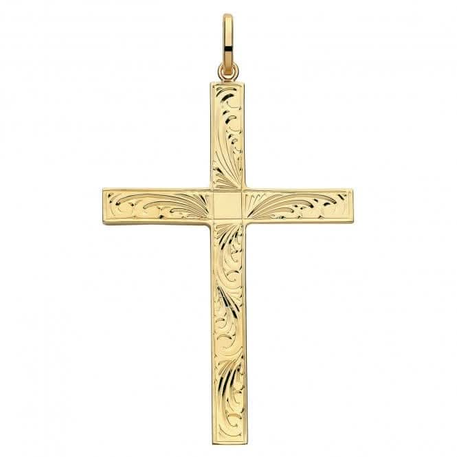 9ct Yellow Gold Semi Solid Cross H Engraved PN1216EAcotis Gold JewelleryPN1216E