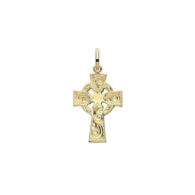 9ct Yellow Gold Semi Solid Cross H Engraved PN1217EAcotis Gold JewelleryPN1217E