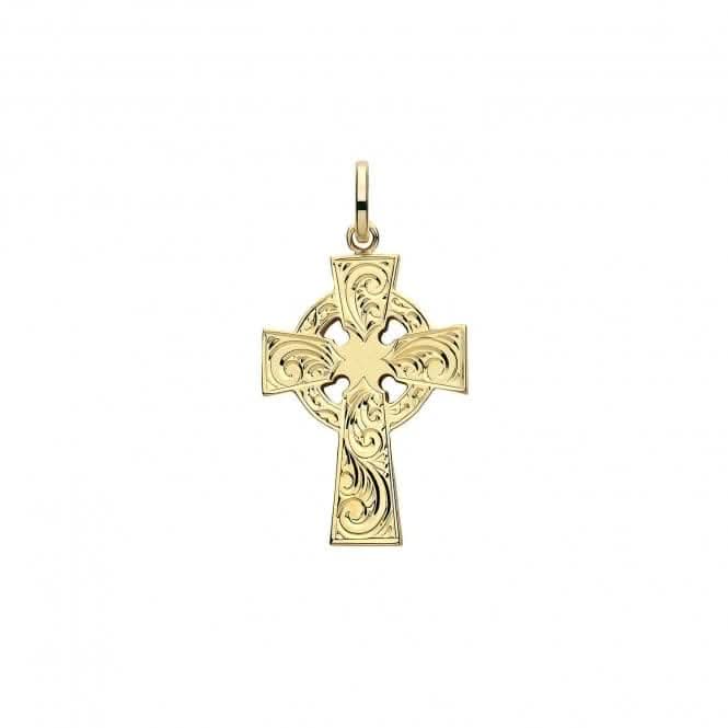 9ct Yellow Gold Semi Solid Cross H Engraved PN1218EAcotis Gold JewelleryPN1218E