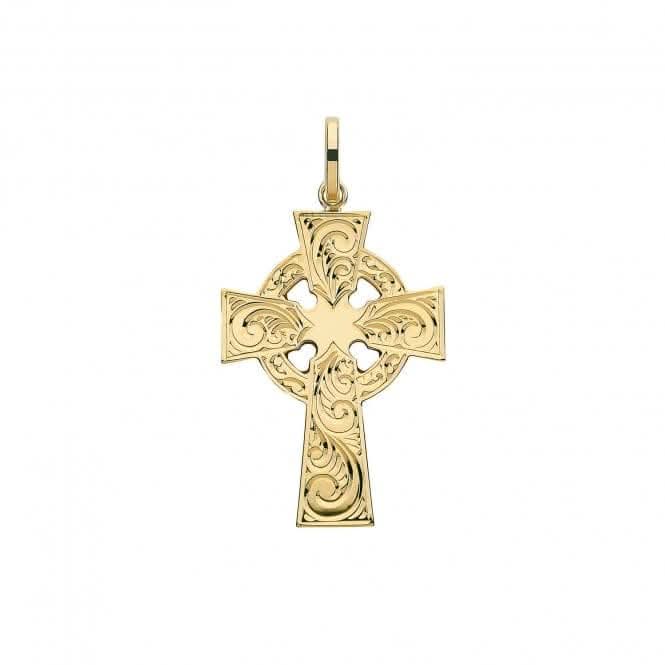 9ct Yellow Gold Semi Solid Cross H Engraved PN1219EAcotis Gold JewelleryPN1219E