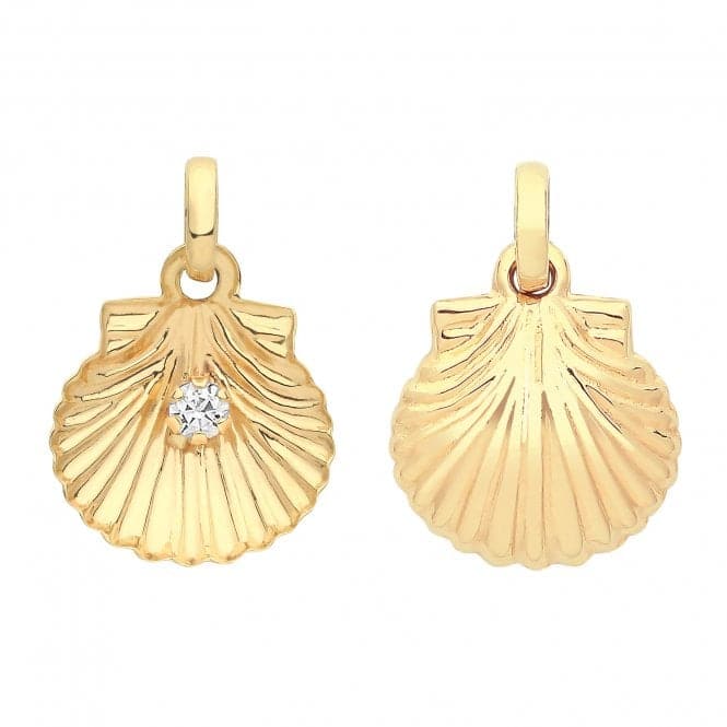 9ct Yellow Gold Shell Pendant With Zirconia PN1304Acotis Gold JewelleryPN1304