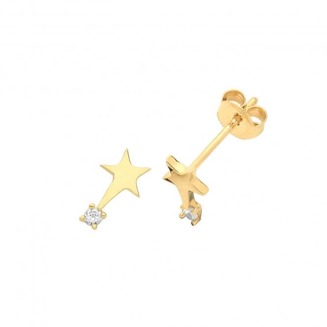 9ct Yellow Gold Shooting Star With Single Zirconia Stud Earrings ES1644Acotis Gold JewelleryES1644