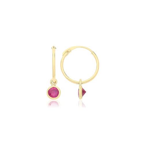 9ct Yellow Gold Sleepers With Hanging Coloured Zirconia ES754RAcotis Gold JewelleryES754R
