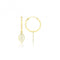 9ct Yellow Gold Sleepers With Hanging Feather Charm ES757Acotis Gold JewelleryES757