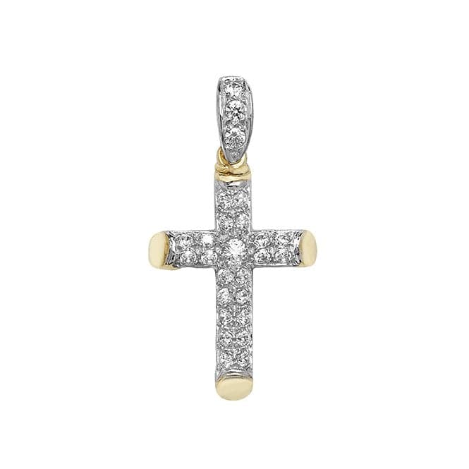 9ct Yellow Gold Small Cross Zirconia Pendant PN1030Acotis Gold JewelleryPN1030