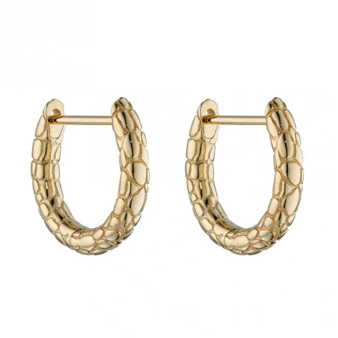 9ct Yellow Gold Snake Skin Texture Hoop Earrings GE2402Elements GoldGE2402