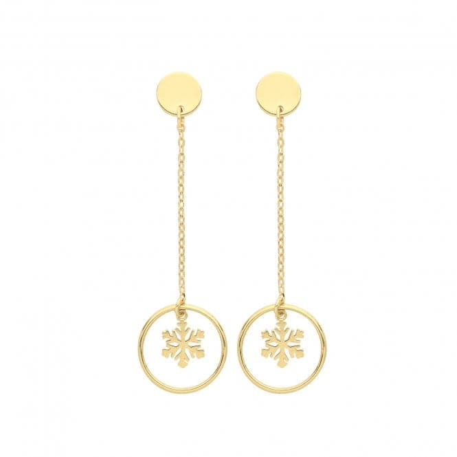 9ct Yellow Gold Snowflake Drop Earrings ER1154Acotis Gold JewelleryER1154