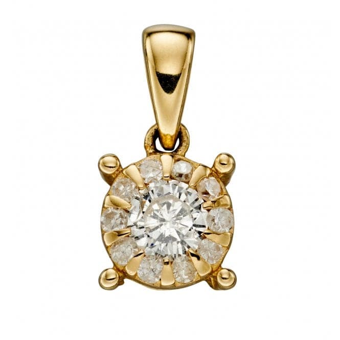 9ct Yellow Gold Solitare Cluster Pendant GP2169Elements GoldGP2169