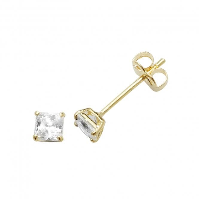 9ct Yellow Gold Square Zirconia Stud Earrings ES466Acotis Gold JewelleryES466