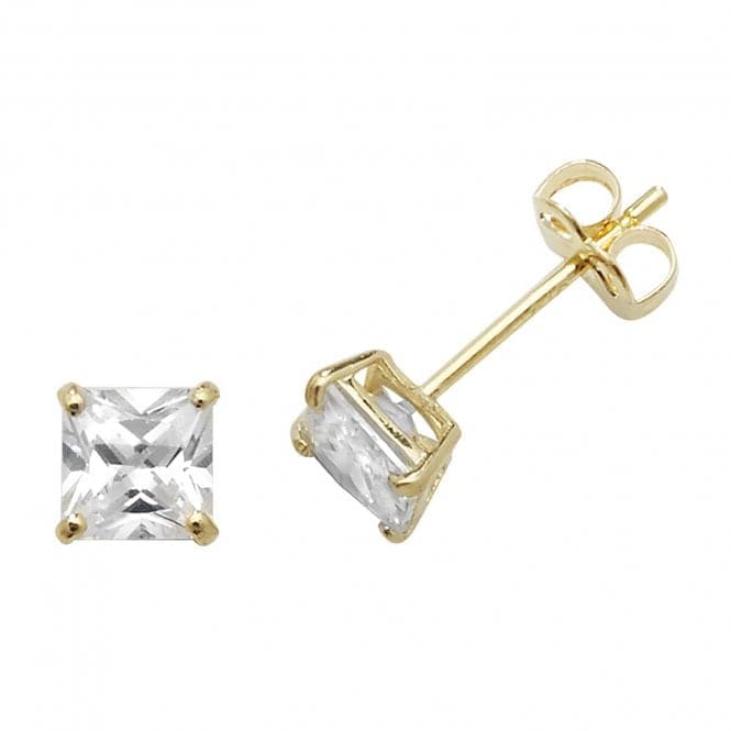 9ct Yellow Gold Square Zirconia Stud Earrings ES467Acotis Gold JewelleryES467