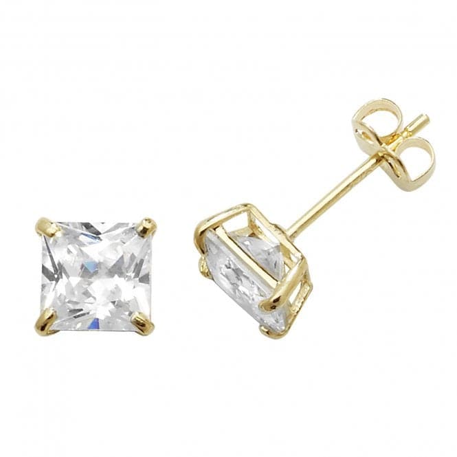 9ct Yellow Gold Square Zirconia Stud Earrings ES469Acotis Gold JewelleryES469