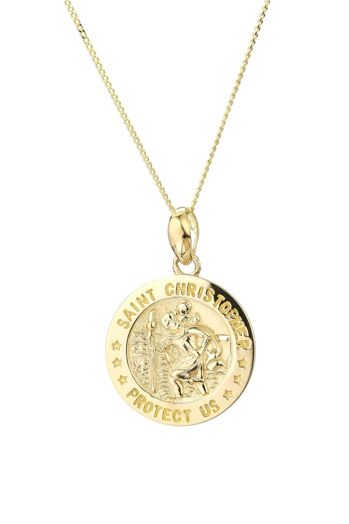 9ct Yellow Gold St. Christopher 14mm Disc Pendant NecklaceThe Fine CollectiveBA0062629