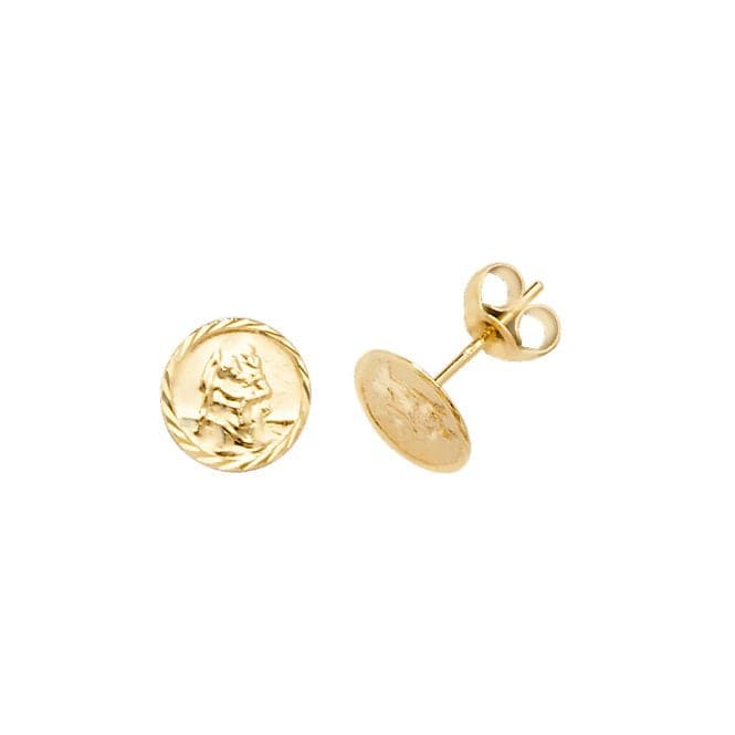 9ct Yellow Gold St Christopher Stud Earrings ES574Acotis Gold JewelleryES574