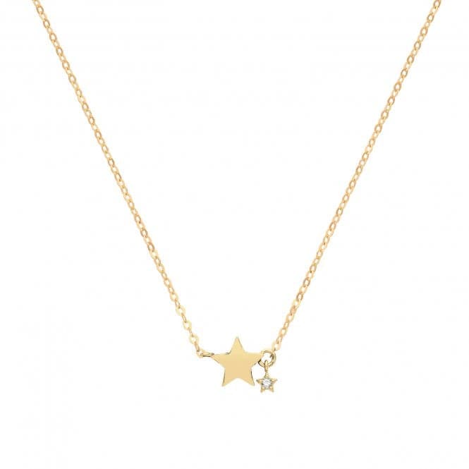 9ct Yellow Gold Star With Dangle Zirconia Mini Star Necklet NK1608Acotis Gold JewelleryNK1608