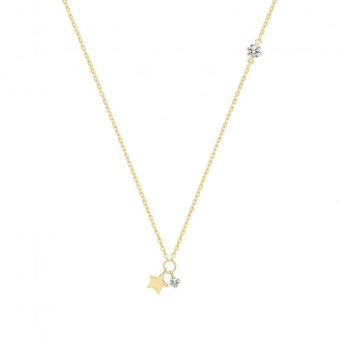 9ct Yellow Gold Star&Cz Charm Necklet NK377Acotis Gold JewelleryNK377