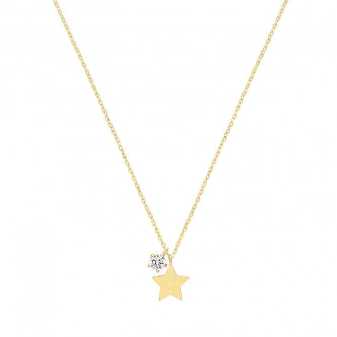 9ct Yellow Gold Star&Cz Charm Necklet NK381Acotis Gold JewelleryNK381