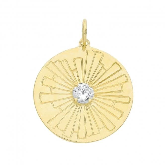 9ct Yellow Gold Sun Rays Disk Pendant PN1235Acotis Gold JewelleryPN1235