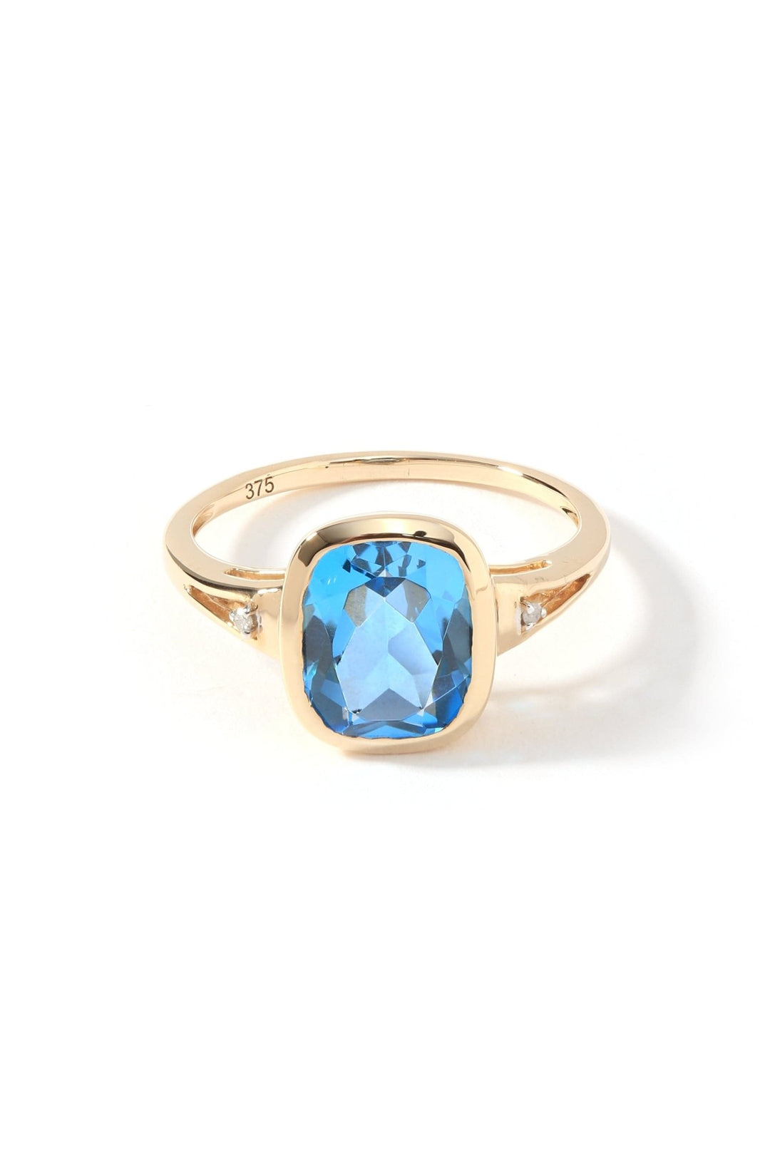 9ct Yellow Gold Swiss Blue Topaz & Diamond RingThe Fine CollectiveBA0072113 - L