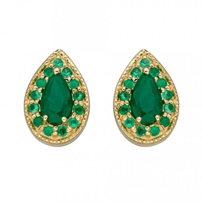 9ct Yellow Gold Teardrop Emerald Stud Earrings GE2397GElements GoldGE2397G