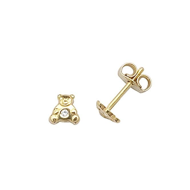 9ct Yellow Gold Teddy Bear Zirconia Stud Earrings ES296Acotis Gold JewelleryES296