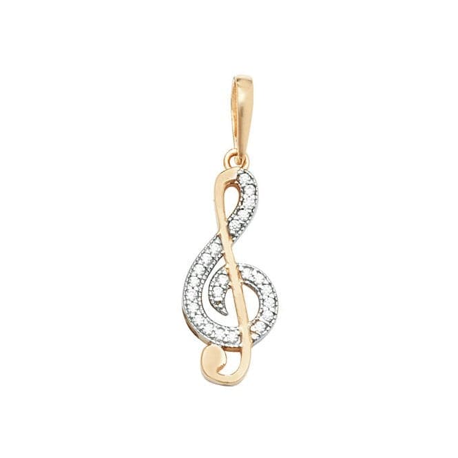 9ct Yellow Gold Treble Clef Zirconia Pendant PN1055Acotis Gold JewelleryPN1055