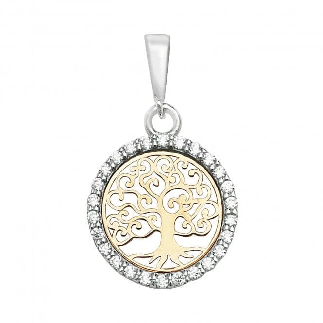 9ct Yellow Gold Tree Of Life Round Zirconia Pendant PN1063Acotis Gold JewelleryPN1063