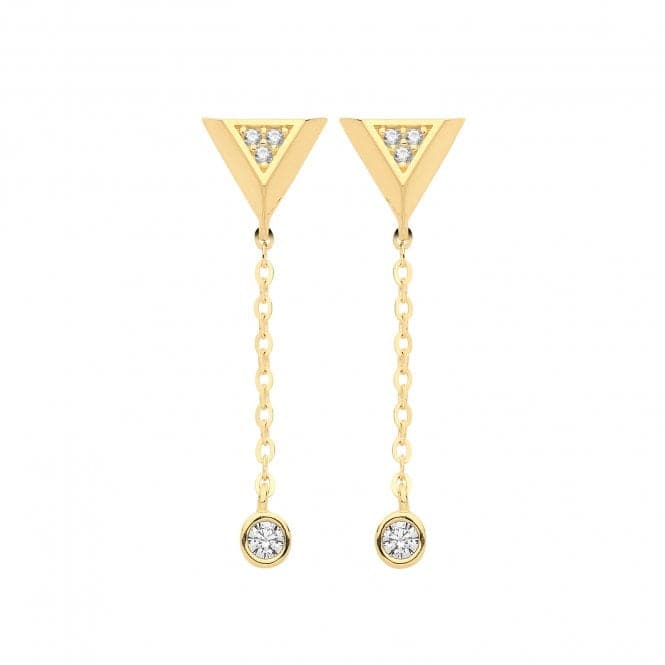 9ct Yellow Gold Triangle With Bezel Zirconia Drop Earrings ES1636Acotis Gold JewelleryES1636