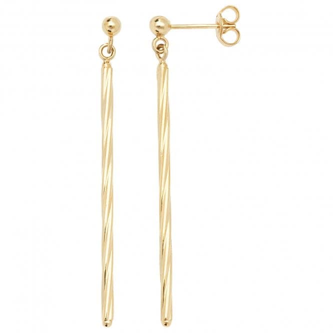 9ct Yellow Gold Twisted Bar Drop Earrings ES627Acotis Gold JewelleryES627