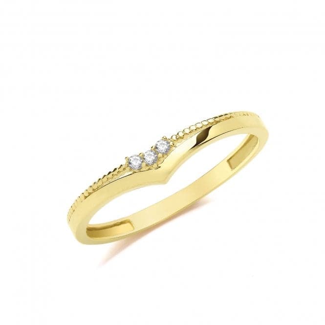 9ct Yellow Gold Wishbone Ring With Zirconia RN966Acotis Gold JewelleryRN966/K