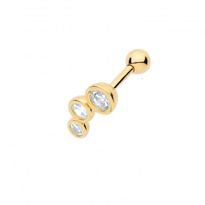 9ct Yellow Gold Zirconia 3 Stones Left Cartilage 6mm Post Stud ES927LAcotis Gold JewelleryES927L