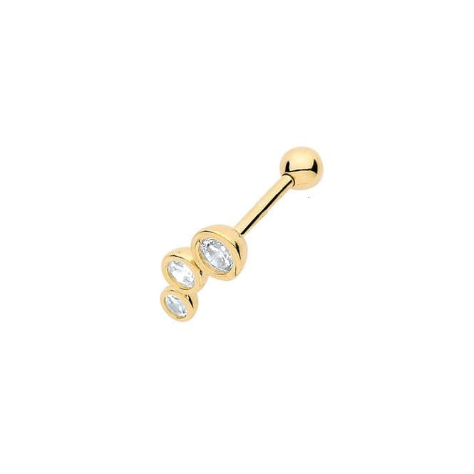 9ct Yellow Gold Zirconia 3 Stones Left Cartilage 8.5mm Post Stud ES927LPAcotis Gold JewelleryES927LP