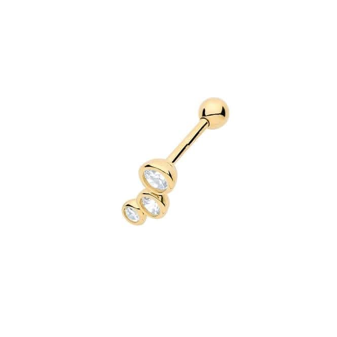 9ct Yellow Gold Zirconia 3 Stones Right Cartilage 8.5mm Post Stud ES927RPAcotis Gold JewelleryES927RP