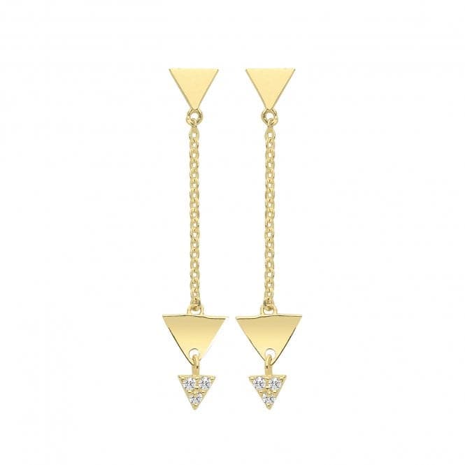 9ct Yellow Gold Zirconia 3 Triangles Drop Earrings ER1162Acotis Gold JewelleryER1162