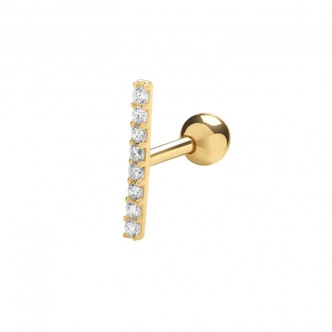 9ct Yellow Gold Zirconia Bar Cartilage 6mm Post Stud ES985Acotis Gold JewelleryES985