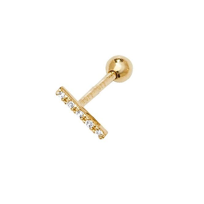 9ct Yellow Gold Zirconia Bar Cartilage 8.5mm Post Stud ES919PAcotis Gold JewelleryES919P